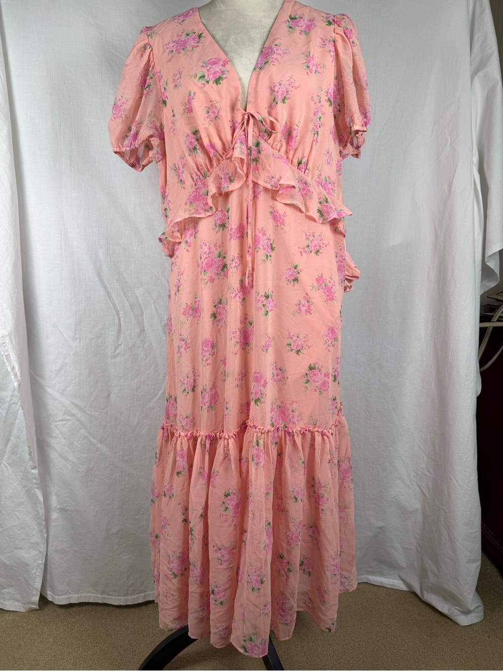 LoveShackFancy for Target Pink Floral Ruffle Maxi Dress NWT
